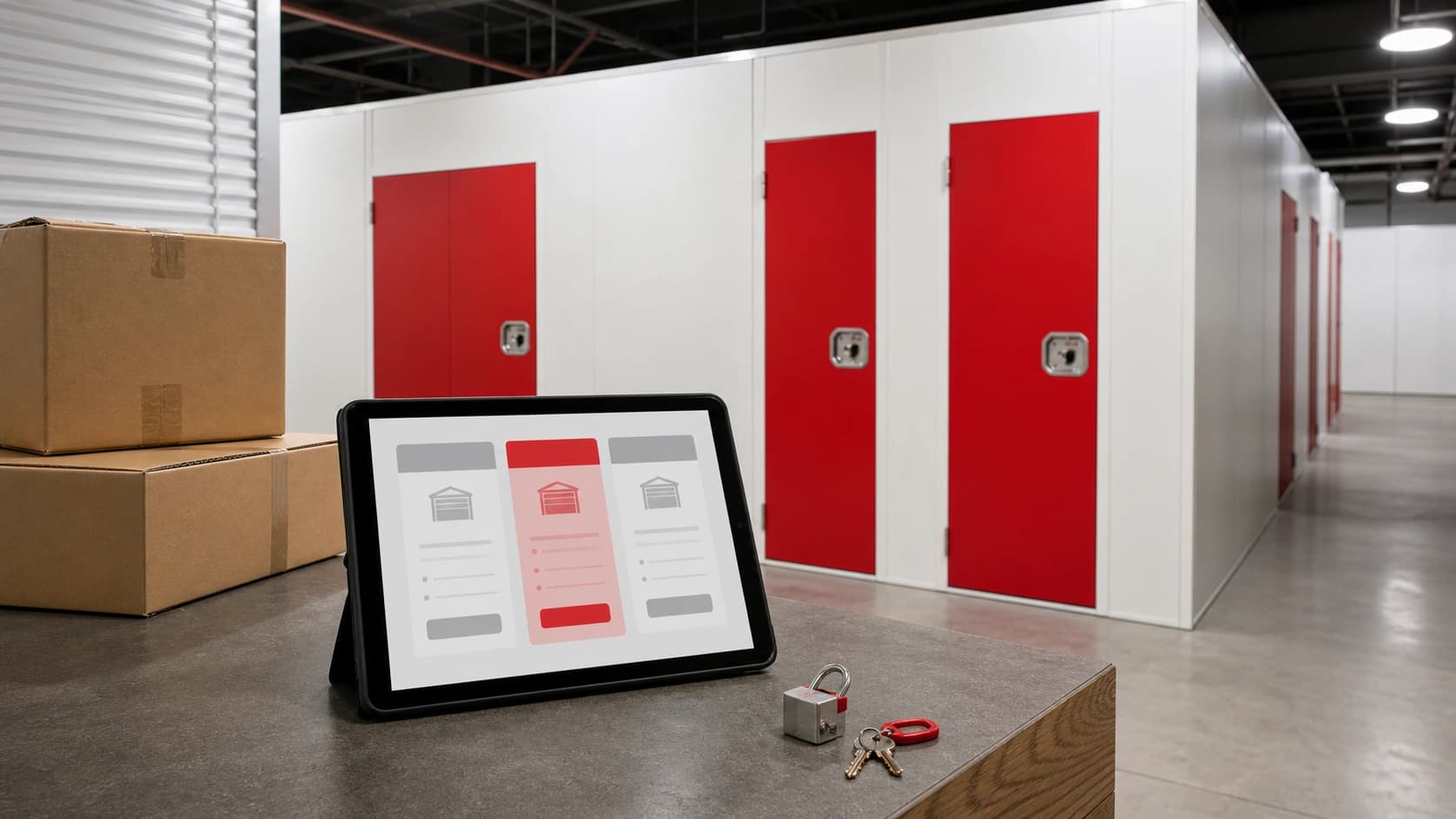 Storage unit sizes and monthly prices displayed before a house move